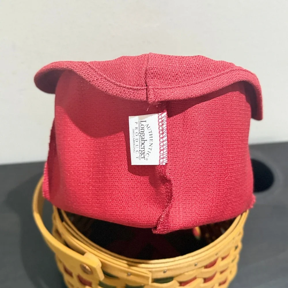 Longaberger 2003 Christmas Collection Caroling Basket Red Green Liner Protector